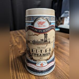 Vintage Miller High Life Beer Stein Mug The First River Steamer #4 in Series